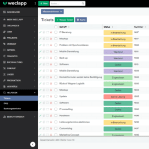 Einfaches Ticketsystem von weclapp ®️
