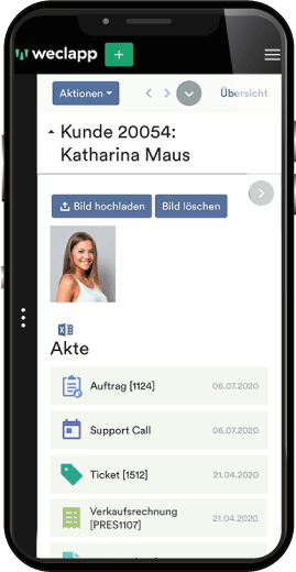 mobile Ansicht Kundenakte