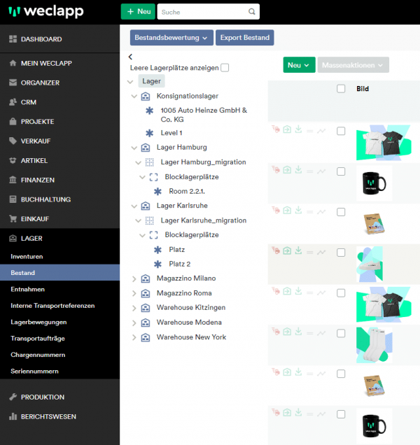 warenwirtschaft von weclapp: bestand